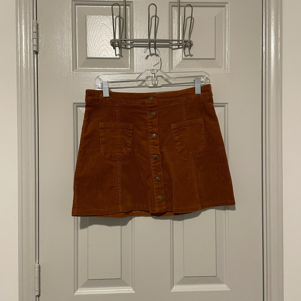 Brandy Melville Corduroy Button Front Mini Skirt